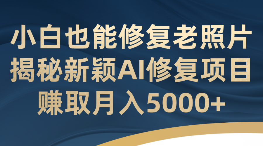 小白也能修复老照片！揭秘新颖AI修复项目，赚取月入5000+-玖卿社区
