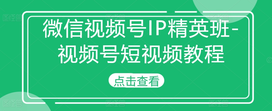 微信视频号IP精英班-视频号短视频教程-玖卿社区