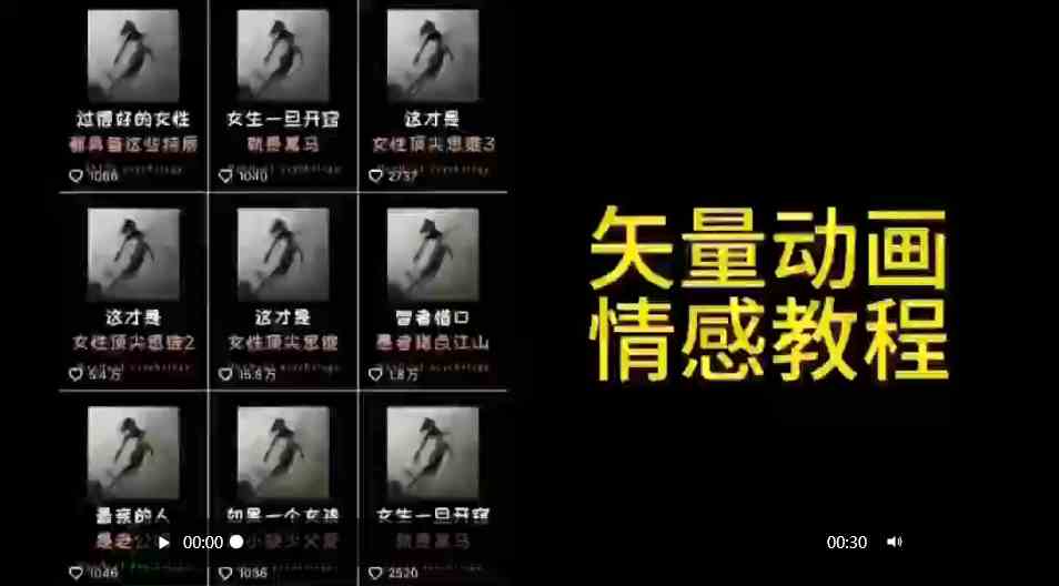 （9334期）矢量动画情感教程：高点赞涨粉，适合情感、思维、创业教育等赛道-玖卿社区