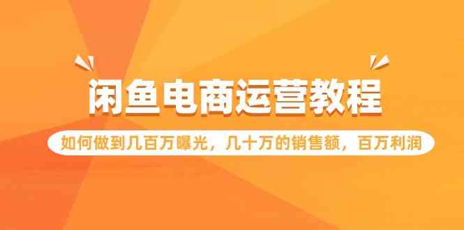 （9560期）闲鱼电商运营教程：如何做到几百万曝光，几十万的销售额，百万利润.-玖卿社区