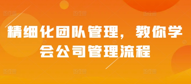 精细化团队管理，教你学会公司管理流程-玖卿社区