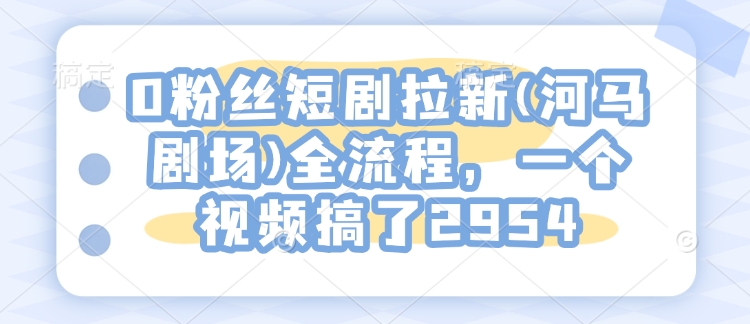 0粉丝短剧拉新(河马剧场)全流程，一个视频搞了2954-玖卿社区