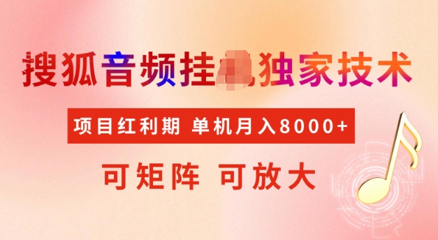 首发搜狐音频挂JI，项目红利期，可矩阵可放大，稳定月入5k【揭秘】-玖卿社区