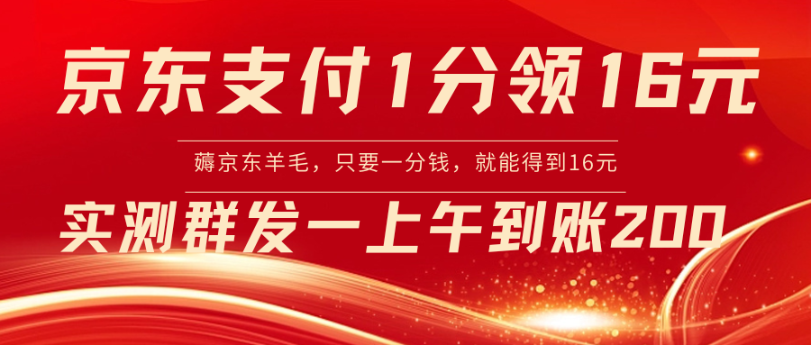 京东支付1分得16元实操到账200-玖卿社区