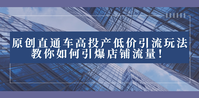 2023直通车高投产低价引流玩法，教你如何引爆店铺流量！-玖卿社区