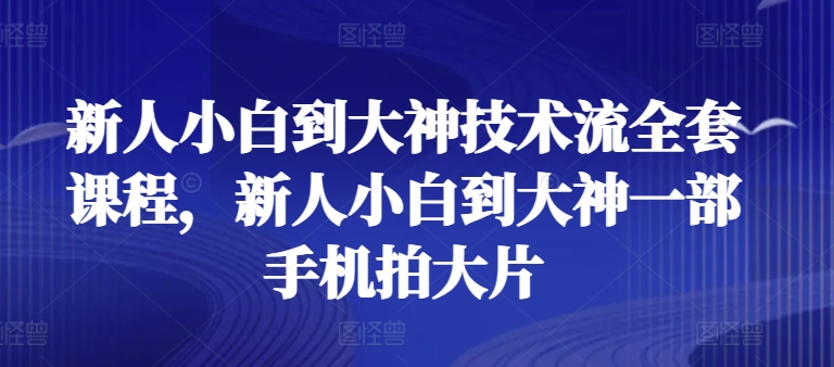 新人小白到大神技术流全套课程，新人小白到大神一部手机拍大片-玖卿社区