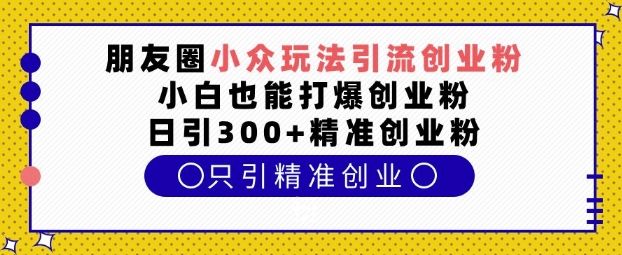 朋友圈小众玩法引流创业粉，小白也能打爆创业粉，日引300+精准创业粉【揭秘】-玖卿社区