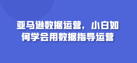 亚马逊数据运营，小白如何学会用数据指导运营-玖卿社区