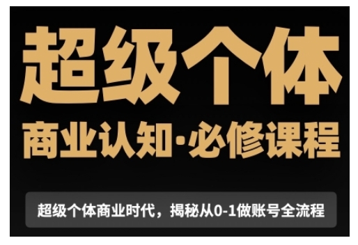 超级个体商业认知觉醒视频课，商业认知·必修课程揭秘从0-1账号全流程-玖卿社区