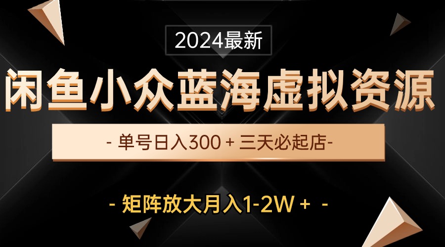 （10336期）最新闲鱼小众蓝海虚拟资源，单号日入300＋，三天必起店，矩阵放大月入1-2W-玖卿社区