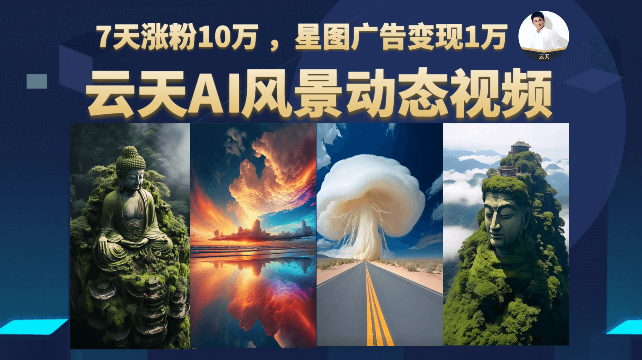 云天AI风景动图视频制作，7天涨粉10万 ，星图广告变现1万-玖卿社区