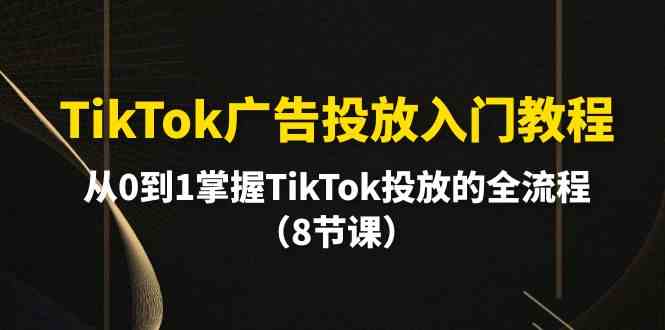（10085期）TikTok广告投放入门教程，从0到1掌握TikTok投放的全流程（8节课）-玖卿社区