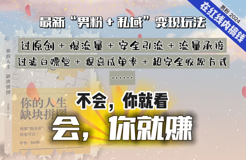 2024，“男粉+私域”还是最耐造、最赚、最轻松、最愉快的变现方式-玖卿社区