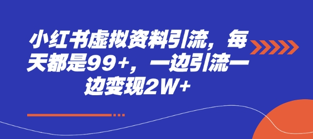 小红书虚拟资料引流，每天都是99+，一边引流一边变现2W+-玖卿社区