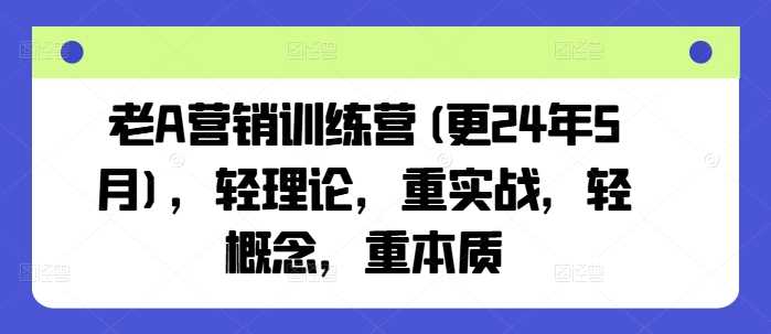 老A营销训练营(更24年10月)，轻理论，重实战，轻概念，重本质-玖卿社区