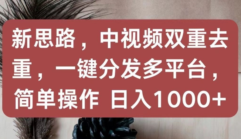 新思路，中视频双重去重，一键分发多平台，简单操作，日入1000+-玖卿社区