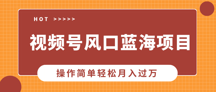 视频号风口蓝海项目，中老年人的流量密码，操作简单轻松月入过万-玖卿社区