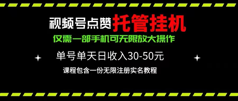 （10644期）视频号点赞托管挂机，单号单天利润30~50，一部手机无限放大（附带无限…-玖卿社区