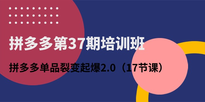 （10835期）拼多多第37期培训班：拼多多单品裂变起爆2.0（17节课）-玖卿社区