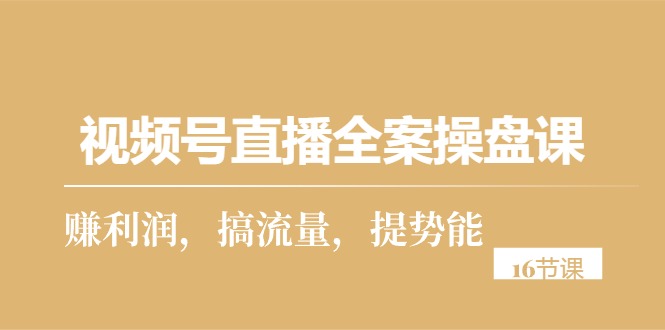 （10207期）视频号直播全案操盘课，赚利润，搞流量，提势能（16节课）-玖卿社区