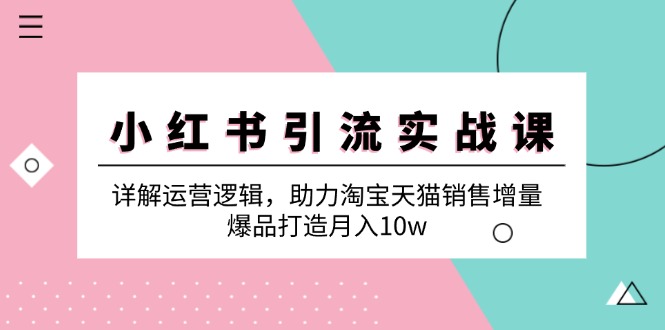 （12809期）小红书引流实战课：详解运营逻辑，助力淘宝天猫销售增量，爆品打造月入10w-玖卿社区