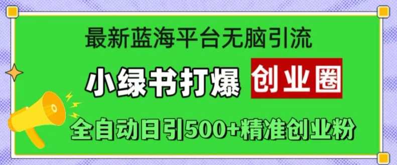最新蓝海平台无脑引流，小绿书打爆创业圈，全自动日引500+精准创业粉-玖卿社区