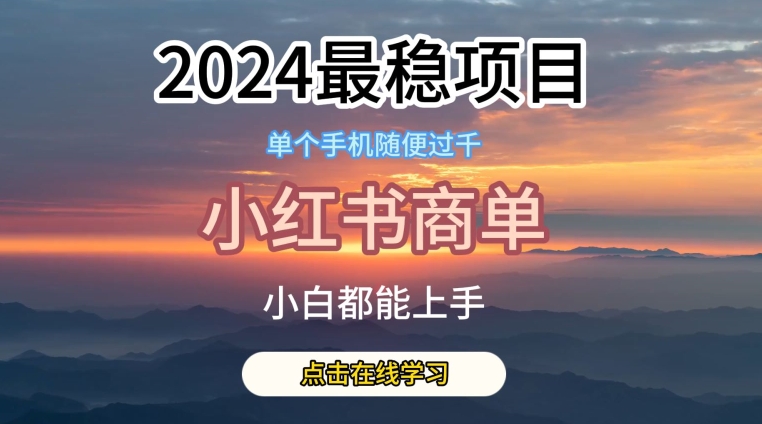 2024最稳蓝海项目，小红书商单项目，没有之一-玖卿社区