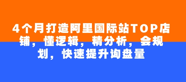 4个月打造阿里国际站TOP店铺，懂逻辑，精分析，会规划，快速提升询盘量-玖卿社区