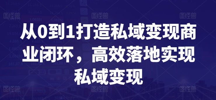 从0到1打造私域变现商业闭环，高效落地实现私域变现-玖卿社区