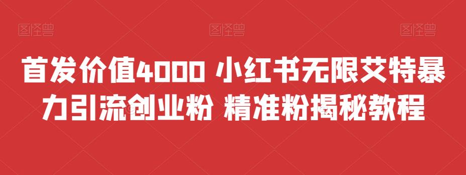 首发价值4000 小红书无限艾特暴力引流创业粉 精准粉揭秘教程-玖卿社区