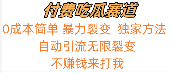 吃瓜付费赛道，暴力无限裂变，0成本，实测日入700+！！！-玖卿社区