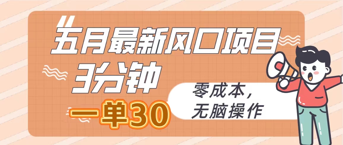 （10256期）五月最新风口项目，3分钟一单30，零成本，无脑操作-玖卿社区