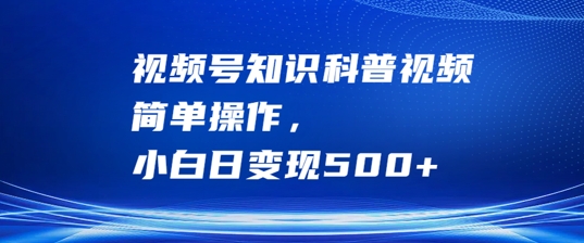视频号知识科普视频，简单操作，小白日变现500+【揭秘】-玖卿社区