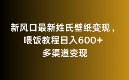 新风口最新姓氏壁纸变现，喂饭教程日入600+-玖卿社区