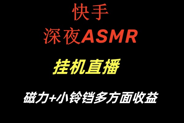 快手深夜ASMR挂机直播磁力+小铃铛多方面收益-玖卿社区