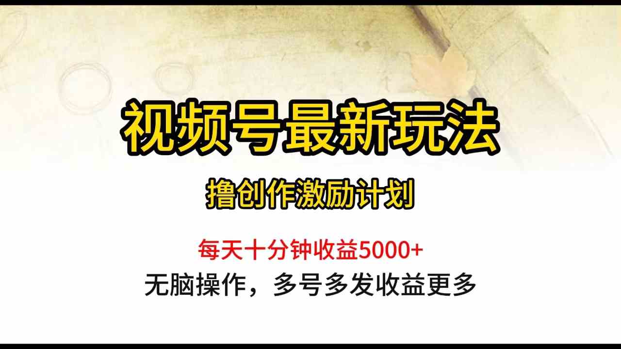 （10087期）视频号最新玩法，每日一小时月入5000+-玖卿社区