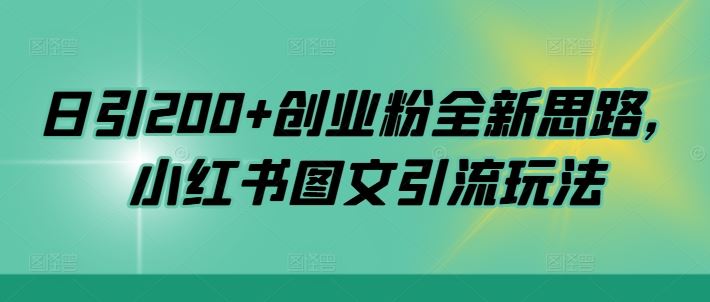 日引200+创业粉全新思路，小红书图文引流玩法【揭秘】-玖卿社区