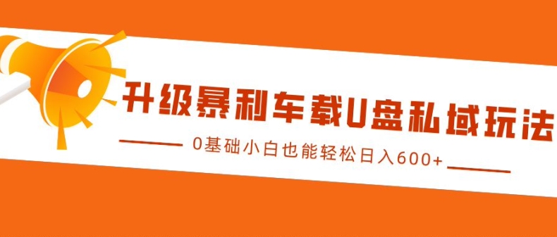 升级暴利车载U盘私域玩法，0基础小白也能轻松日入多张【揭秘】-玖卿社区