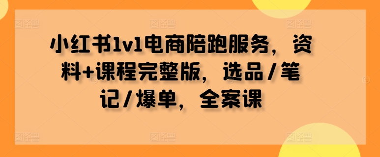 小红书1v1电商陪跑服务，资料+课程完整版，选品/笔记/爆单，全案课-玖卿社区
