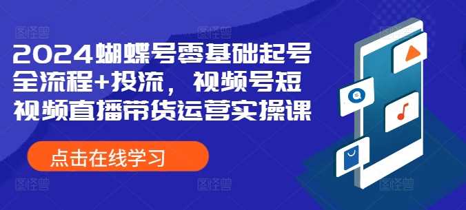 2024蝴蝶号零基础起号全流程+投流，视频号短视频直播带货运营实操课-玖卿社区