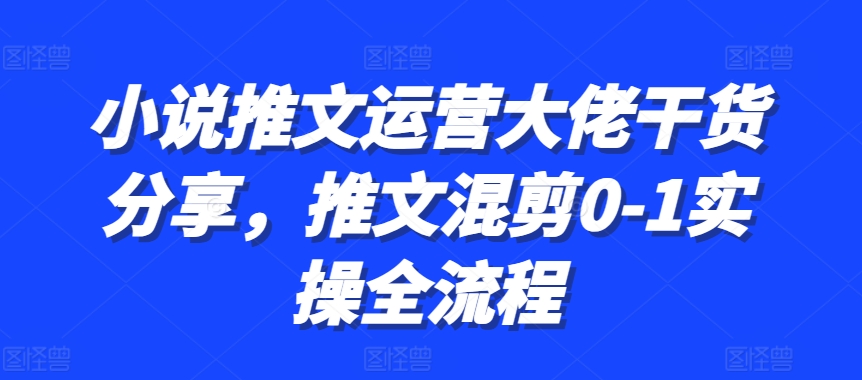 小说推文运营大佬干货分享，推文混剪0-1实操全流程-玖卿社区