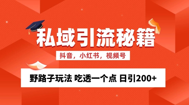 私域流量的精准化获客方法 野路子玩法 吃透一个点 日引200+ 【揭秘】-玖卿社区