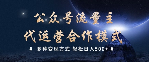 公众号流量主代运营  多种变现方式 轻松日入5张【揭秘】-玖卿社区