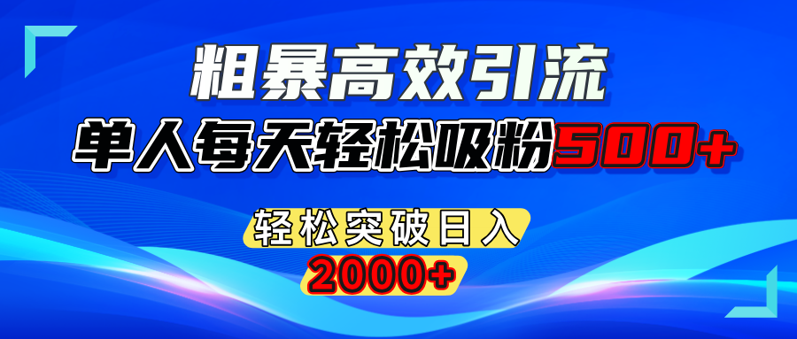 粗暴高效引流,单人每天轻松吸粉500+,轻松突破日入2000+-玖卿社区