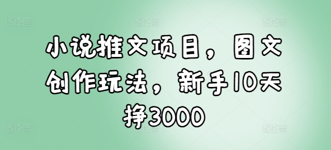 小说推文项目，图文创作玩法，新手10天挣3000-玖卿社区