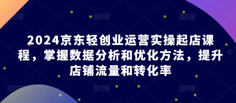 2024京东轻创业运营实操起店课程，掌握数据分析和优化方法，提升店铺流量和转化率-玖卿社区