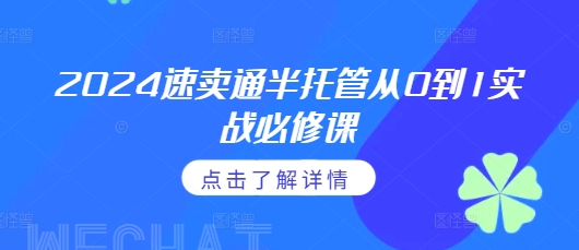 2024速卖通半托管从0到1实战必修课，掌握通投广告打法、熟悉速卖通半托管的政策细节-玖卿社区