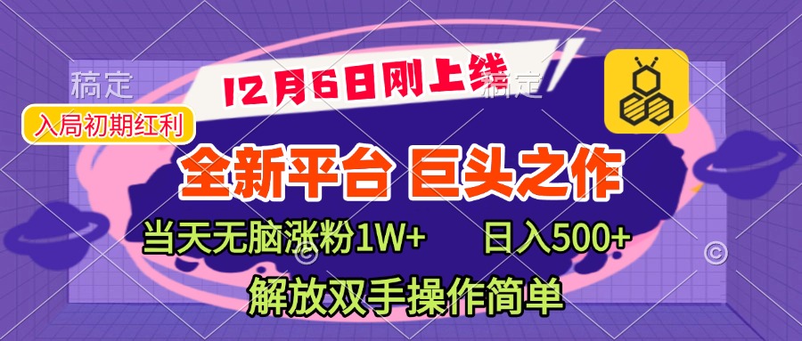 全新引流平台，巨头之作，当天无脑涨粉1W+，日入现500+，解放双手操作简单-玖卿社区