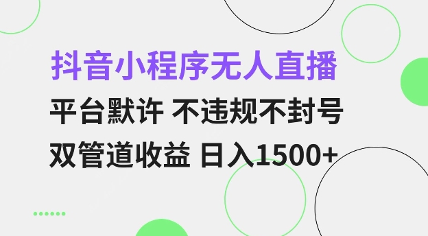抖音小程序无人直播 平台默许 不违规不封号 双管道收益 日入多张 小白也能轻松操作【仅揭秘】-玖卿社区