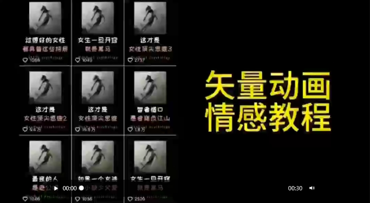 矢量动画情感教程：高点赞涨粉，适合情感、思维、创业教育等赛道-玖卿社区
